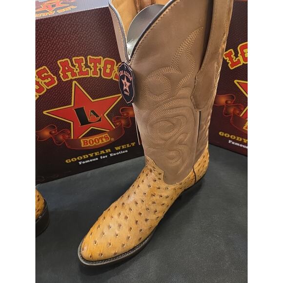 Los Altos Genuine Amber Full Quill Ostrich WESTERN Boot Round Toe 650354 10EE main image 7